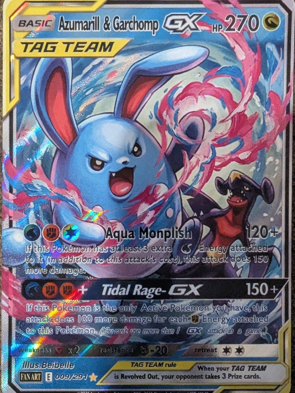 Tag Team GX Card - Azumarill & Garchomp (Blue/Pink)